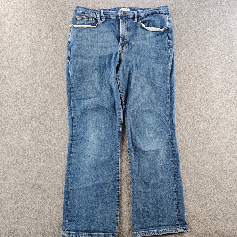 Good American Good Legs Straight Jeans Womens 18 Blue High Rise Stretch Denim